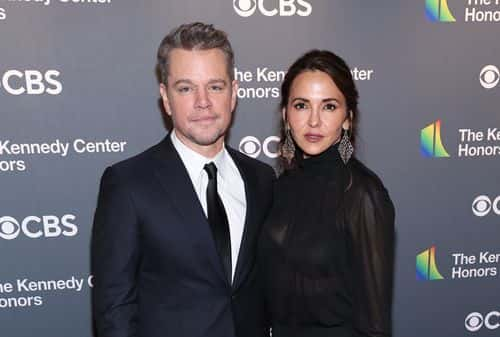 Matt Damon and Luciana Barroso attend the 45th Kennedy Center Honors ceremony at The Kennedy Center on December 04, 2022 in Washington, DC.