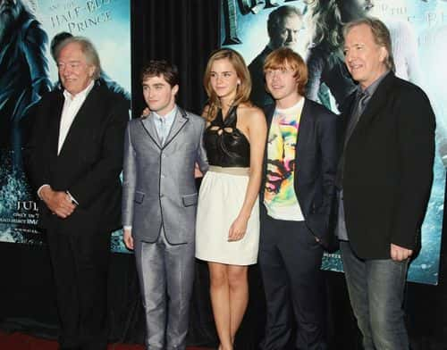 Actors Michael Gambon, Daniel Radcliffe, Emma Watson, Rupert Grint and Alan Rickman attend the 