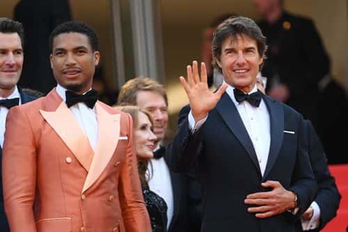 Greg Tarzan Davis and Tom Cruise attend the screening of 