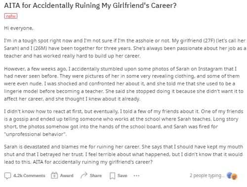 The AITA post sharedby the boyfriend ( Reddit Screenshot/ thomasxd24)