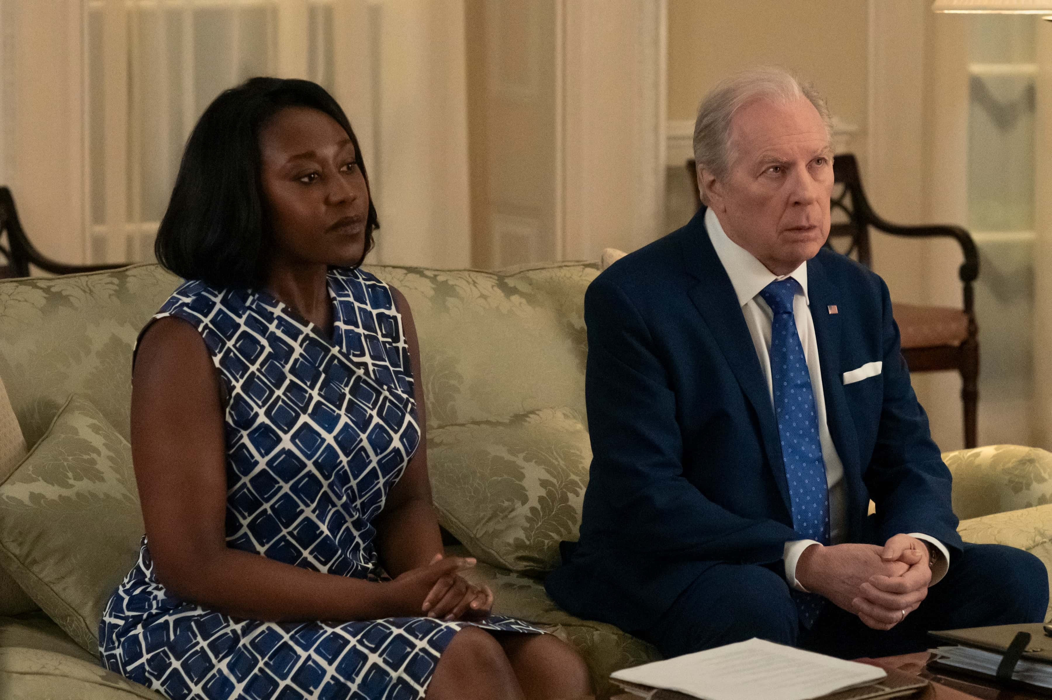 Nana Mensah as Billie Appiah, Michael McKean as William Rayburn in 'The Diplomat' (Netflix)