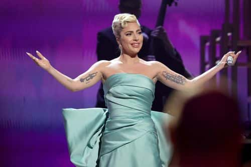 Lady Gaga performs onstage during the 64th Annual GRAMMY Awards at MGM Grand Garden Arena on April 03, 2022 in Las Vegas, Nevada.