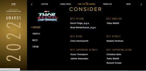 Screenshot of Disney's FYC website (Disney)