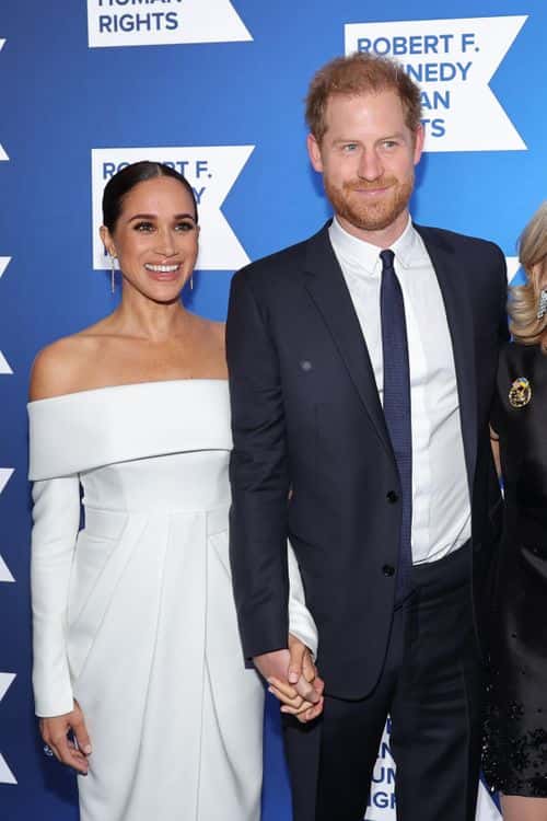 NEW YORK, NEW YORK - DECEMBER 06  Meghan, Duchess of Sussex and Prince Harry, Duke of Sussex attend the 2022 Robert F. Kennedy Human Rights Ripple of Hope Gala at New York Hilton on December 06, 2022 in New York City. (Photo by Mike Coppola/Getty Images for 2022 Robert F. Kennedy Human Rights Ripple of Hope Gala)