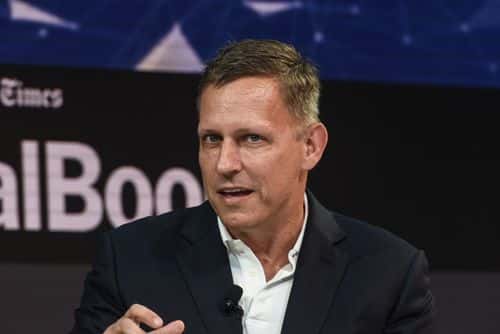 Peter Thiel, Partner, Founders Fund, speaks at the New York Times DealBook conference on November 1, 2018 in New York City.