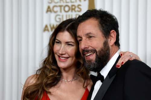 (L-R) Jackie Sandler and Adam Sandler attend the 29th Annual Screen Actors Guild Awards at Fairmont Century Plaza on February 26, 2023 in Los Angeles, California.