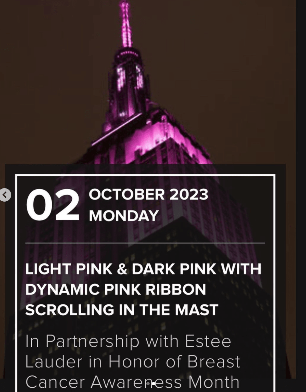 Amy Robach shared snap of Empire State Building lit up pink for Breast Cancer Awareness Month (@ajrobach/Instagram)