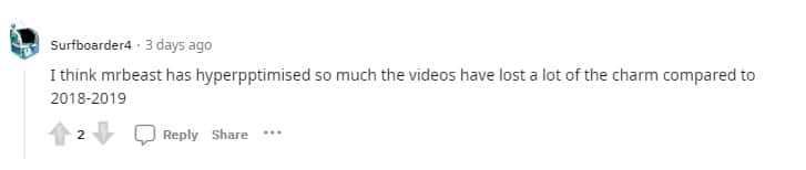 Fans shared critisicms on MrBeast (@r/MrBeast/Reddit)