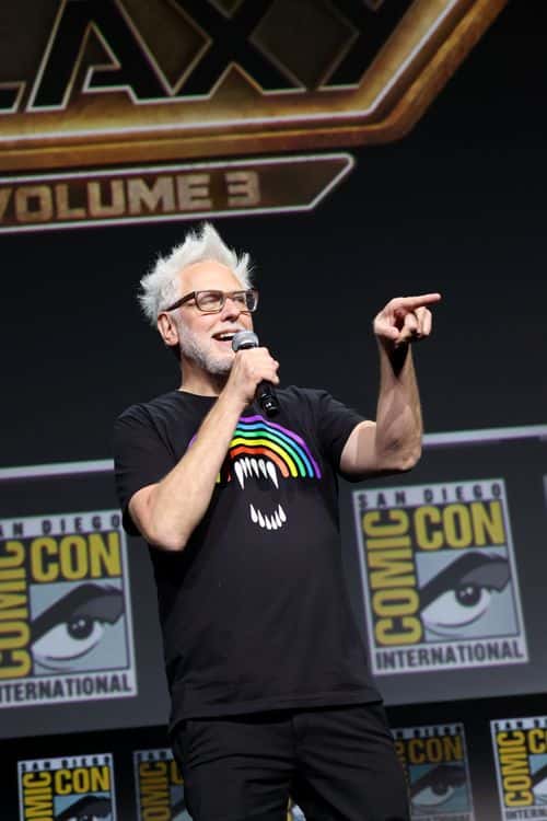 James Gunn participates in the Marvel Studios’ Live-Action presentation at San Diego Comic-Con on July 23, 2022.