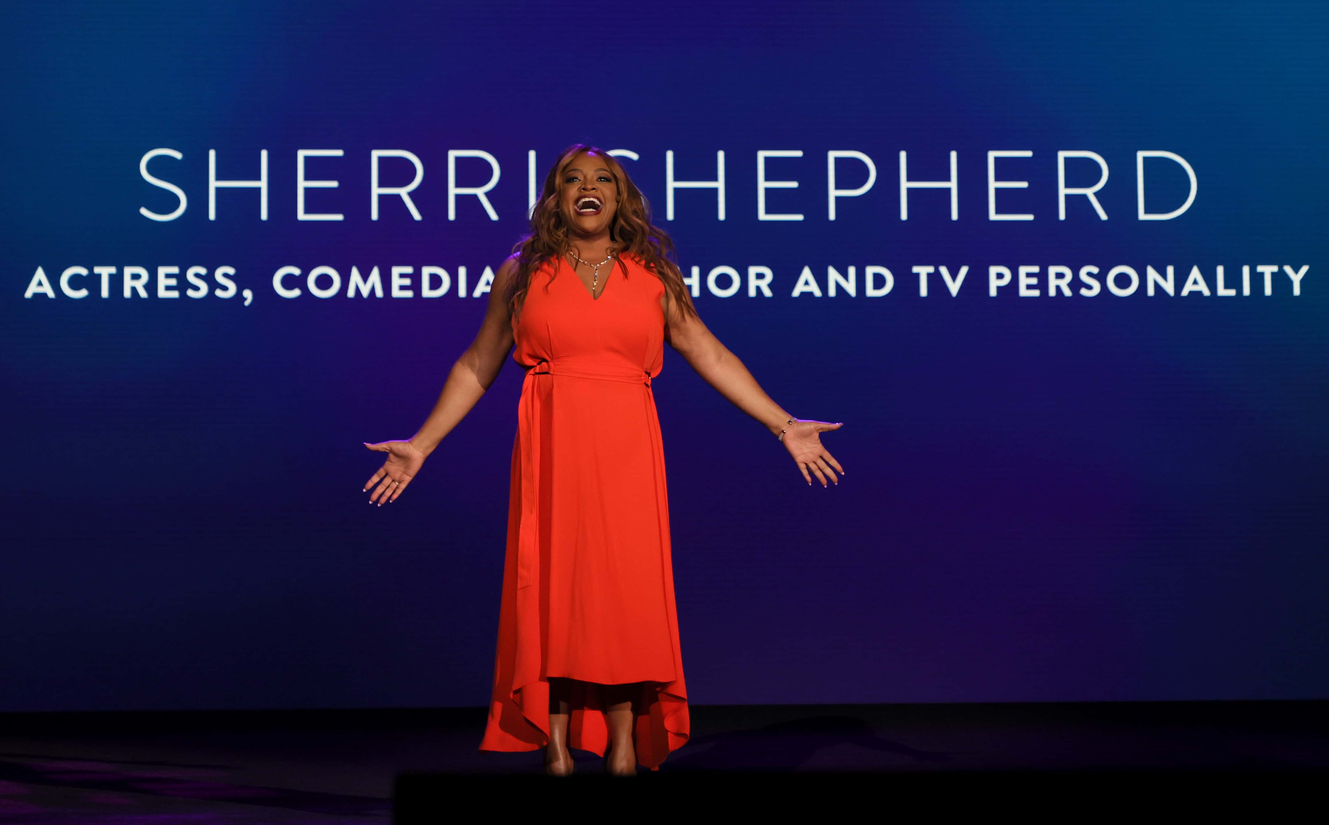 Actress, comedian, author, and television personality Sherri Shepherd speaks during a keynote address by Abbott Chairman of the Board and CEO Robert B. Ford at CES 2022 at The Venetian Las Vegas on January 6, 2022 in Las Vegas, Nevada. CES, the world's largest annual consumer technology trade show, is being held in person through January 7, with some companies deciding to participate virtually only or canceling their attendance due to concerns over the major surge in COVID-19 cases.