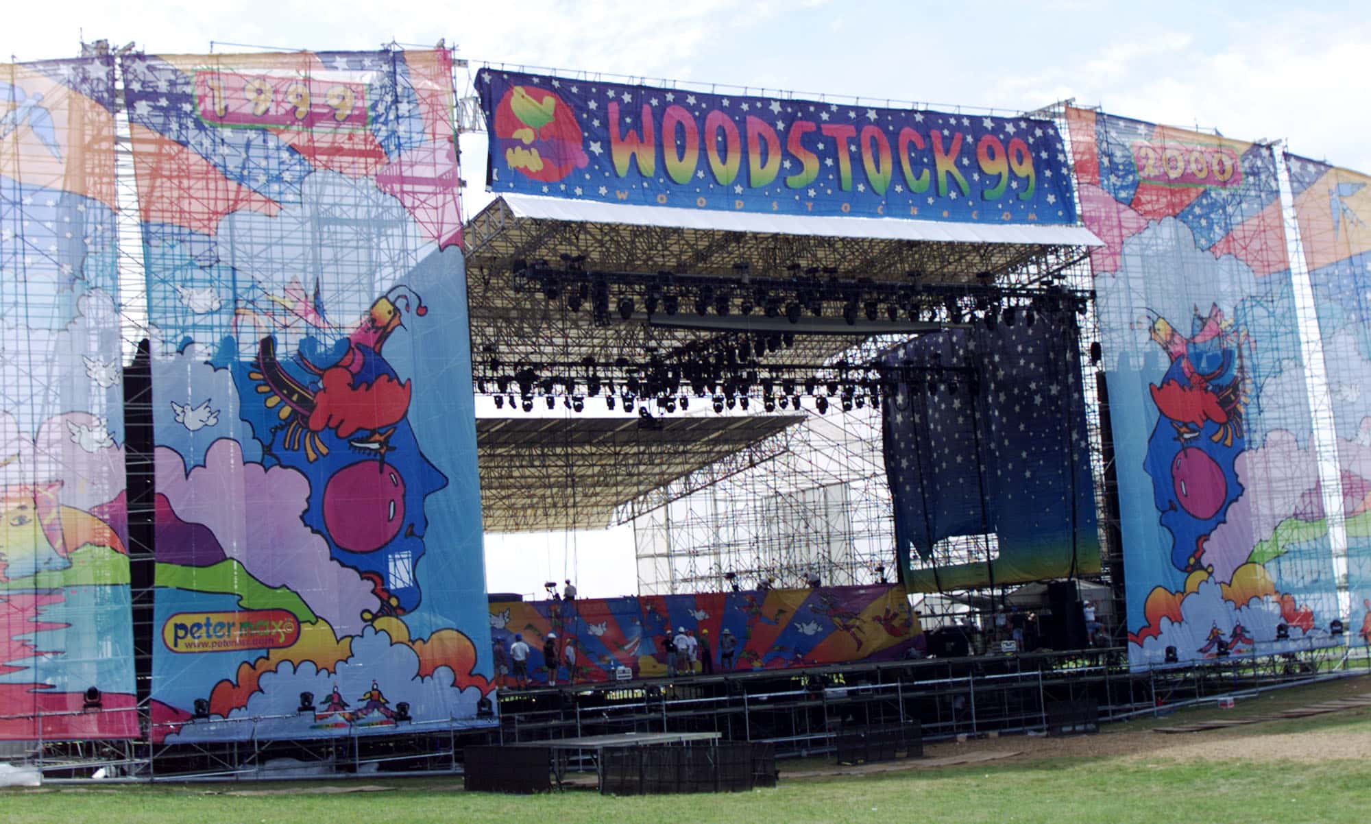 One of the two main stages at the site of Woodstock 99 in Rome, New York. The Woodstock 99 30th Anniversary Concert takes place on July 23, 24, and 25th, and will feature performances by over 45 bands on four stages.  (Photo by Scott Gries/ImageDirect)