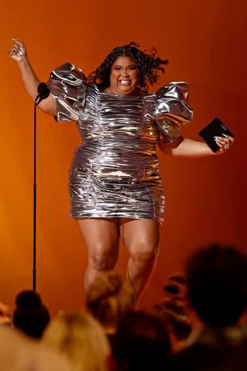 (FOR EDITORIAL USE ONLY) Lizzo accepts the Record Of The Year award for “About Damn Time” onstage during the 65th GRAMMY Awards at Crypto.com Arena on February 05, 2023 in Los Angeles, California.