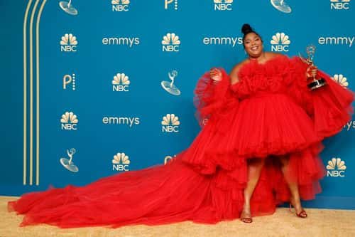 Lizzo, winner of the Outstanding Competition Program award for ‘Lizzo's Watch Out for the Big Grrrls,’ poses in the press room during the 74th Primetime Emmys at Microsoft Theater on September 12, 2022 in Los Angeles, California.