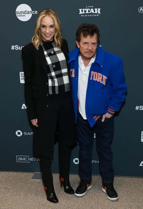 (L-R) Tracy Pollan and Michael J. Fox attend the 2023 Sundance Film Festival 