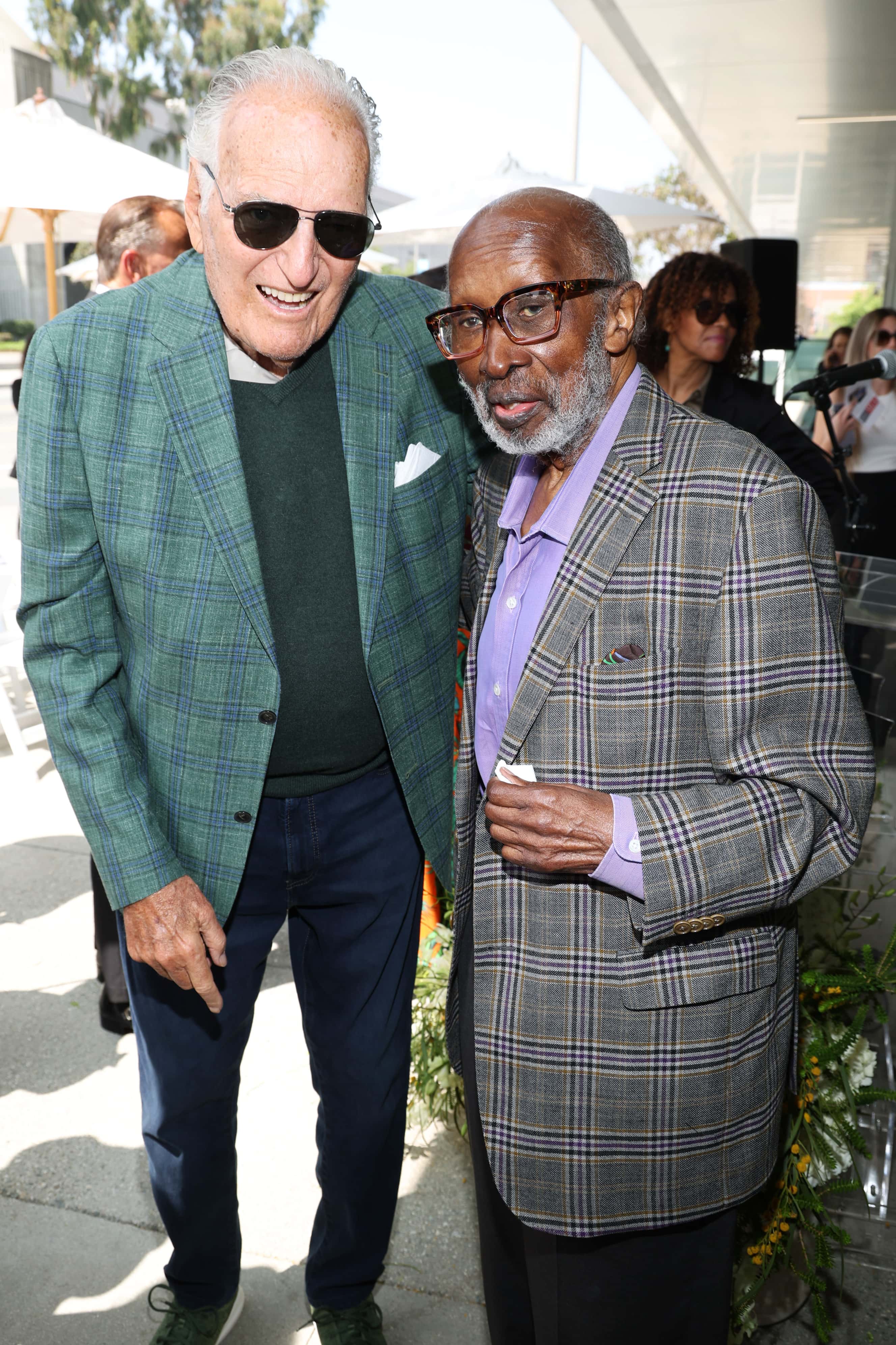 Jerry Moss and Clarence Avant attend the official unveiling of The Jacqueline Avant Children and Family Center on April 28, 2023 in Los Angeles, California.