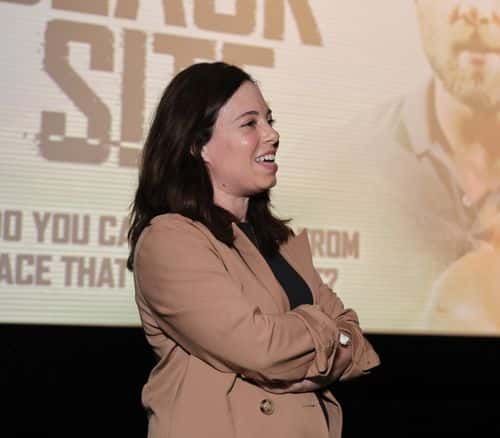 Erica Lee speaks during the exclusive screening of