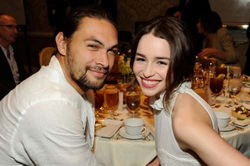Actor Jason Momoa (L) and actress Emilia Clarke attend the 12th Annual AFI Awards held at the Four Seasons Hotel Los Angeles at Beverly Hills on January 13, 2012 in Beverly Hills, California.