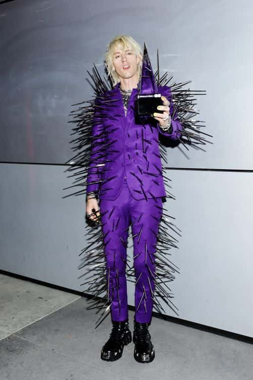 Machine Gun Kelly, winner of the Favorite Rock Artist award, poses in the press room during the 2022 American Music Awards at Microsoft Theater on November 20, 2022 in Los Angeles, California.