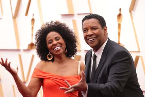 (L-R) Pauletta Washington and Denzel Washington attend the 94th Annual Academy Awards at Hollywood and Highland on March 27, 2022 in Hollywood, California.