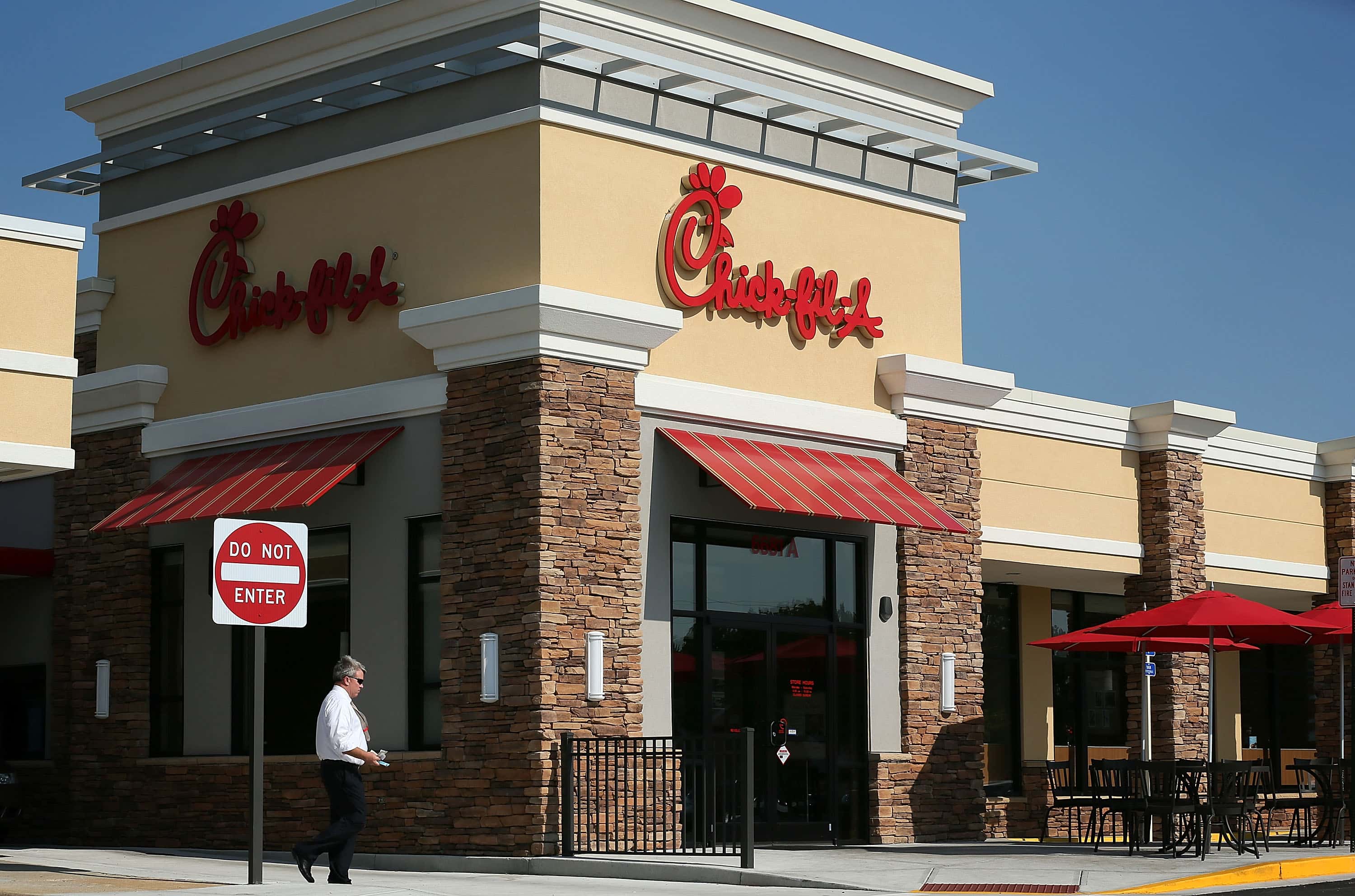 A man passes by a Chick-fil-A July 26, 2012 in Springfield, Virginia. The recent comments on supporting traditional marriage which made by Chick-fil-A CEO Dan Cathy has sparked a big debate on the issue.