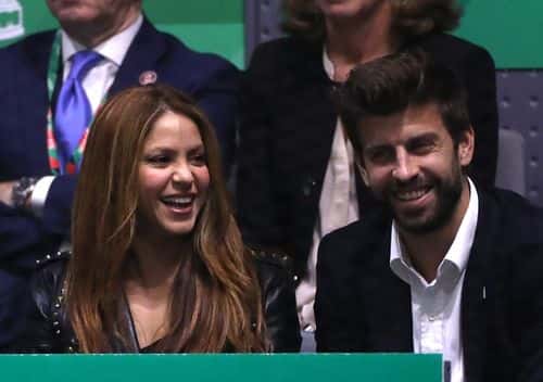 Musician Shakira and football player Gerard Pique in the Final between Spain and Canada during Day Seven of the 2019 David Cup at La Caja Magica on November 24, 2019 in Madrid, Spain.
