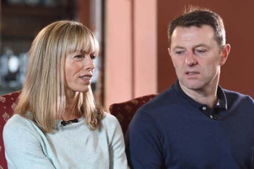 Kate and Gerry McCann, whose daughter Madeleine disappeared from a holiday flat in Portugal ten years ago, are seen during an interview with the BBC's Fiona Bruce at Prestwold Hall on April 28, 2017 in Loughborough, England.