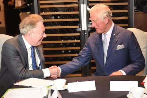 Prince Charles, Prince of Wales , Patron, Children & the Arts greets Andrew Lloyd Webber as he attends an event at the Royal Albert Hall to discuss the arts and creativity in schools on September 5, 2018 in London, England. The day was attended by industry leaders, including Benedict Cumberbatch, Kate Winslet, Myleene Klass, Sir Nicholas Serota and Nick Gibb MP.