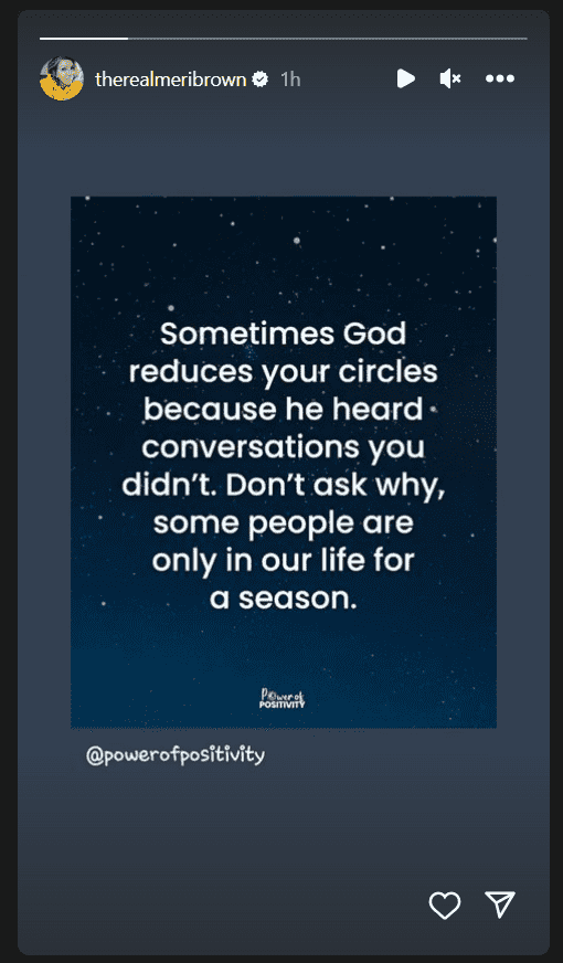 Meri Brown's cryptic message (Instagram/@therealmeribrown)