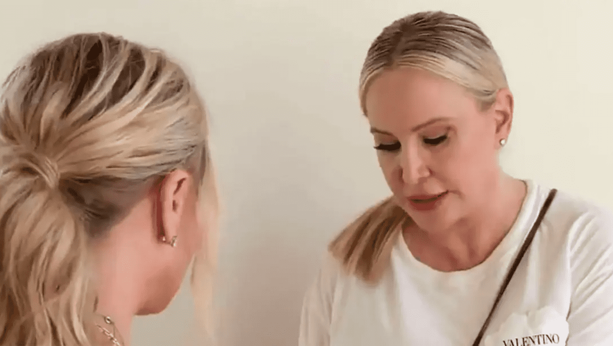 Tamra Judge gets emotional during her first conversation with Shannon Beador (Bravo)