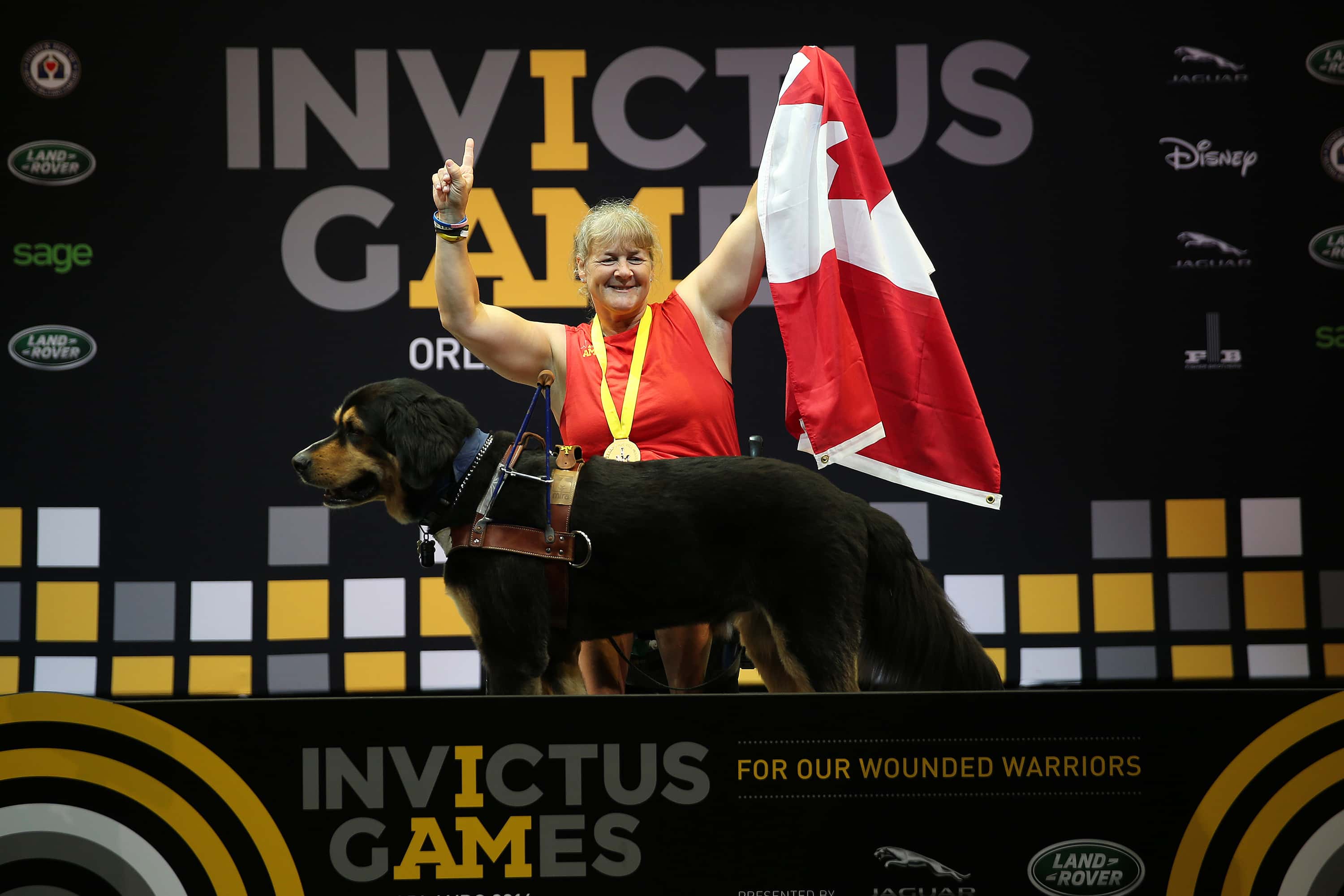 Christine Gauthier from Canada celebrates her medal during the Invictus Games Orlando 2016 Rowing Finals at the ESPN Wide World of Sports Complex on May 9, 2016 in Lake Buena Vista, Florida.