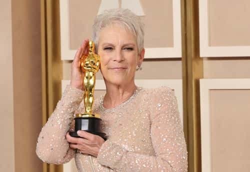 Jamie Lee Curtis,  winner of Best Actress in a Supporting Role award for ‘Everything Everywhere All at Once’ poses in the press room during the 95th Annual Academy Awards at Ovation Hollywood on March 12, 2023 in Hollywood, California.