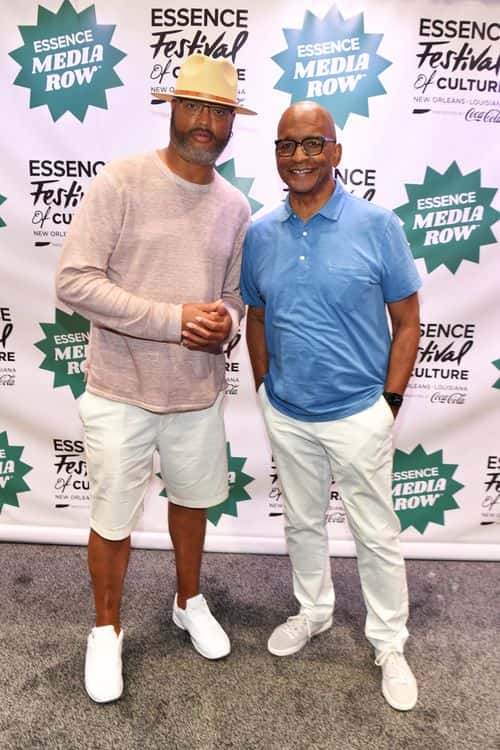 (L-R) Bruce W. Smith and Ralph Farquhar attend the 2022 Essence Festival of Culture at the Ernest N. Morial Convention Center on July 3, 2022 in New Orleans, Louisiana.